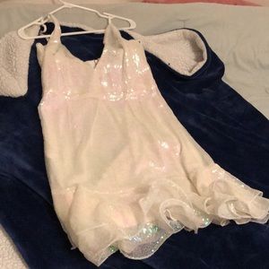 Boohoo white iridescent sequin dress